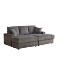 thumbnail image 5 of BUIORD 84" Oversized 3-Seater Chaise Lounge Indoor - Corduroy Upholstered Lounge Chair with Cup Holder and Storage - Deep Seat Chaise Lounge for Living Room - Gray, 5 of 9
