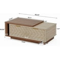 thumbnail image 2 of Tribesigns Table Basse Extensible avec 2 Tiroirs de Rangement, Table Centrale Bicolore avec Plateau Coulissant, Table de Cocktail Rectangulaire en Bois à Rangement Caché Multifonction pour Salon, Noyer et Chêne, 2 of 5