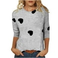 thumbnail image 1 of Camiseta de Cuello Redondo Impresa Casual para Mujeres con Mangas 3/4, Camiseta de Moda Casual de Longitud Media, 1 of 4