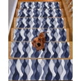 thumbnail image 2 of Navy Blue Stair Treads for Wooden Steps Indoor Runner Rug Carpet, Modern Moire Abstract Ripple Geometric 4 Pieces Peel and Stick Staircase Step Treads Covers Washable Throw Door Mats, 30"x8", 2 of 6