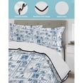 thumbnail image 3 of Twin Quilt Bedding Set, Coastal Nautical Reversible Summer Quilt 3 Pieces, Summer Ocean Sea Blue Plaid Checkered Lightweight Bedspreads Coverlets with 2 Pillow Shams for All Seasons, 3 of 5