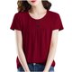 thumbnail image 1 of Tops de Manga Corta de Mujer Casual Botón de Color Sólido Plegado Cuello Redondo Suéter de Moda para el Hogar Y el Uso Diario, 1 of 8