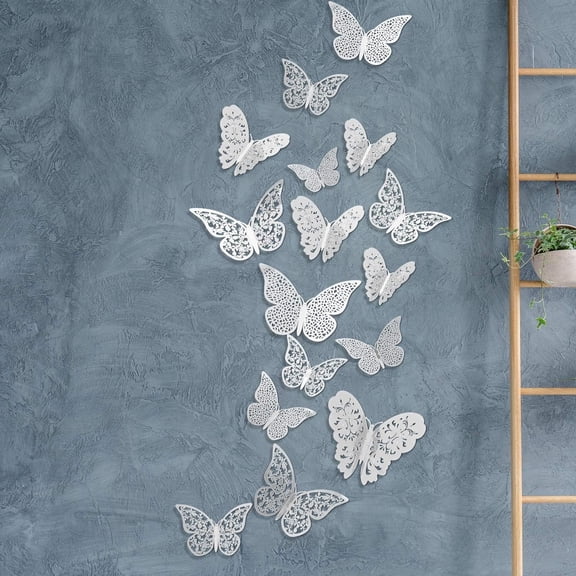 36Pcs 3D White Butterfly Wall Decals Sticker DIY Art Decorative Stickers 3 Sizes for Birthday Wedding Baby Shower Party Room Home Nursery Classroom Offices Kid Bedroom Bathroom Living Room Decoration