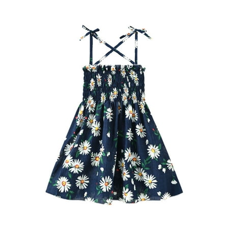 

EYIIYE Little Girls Stripe/Floral Pleated High Waist A-line Suspender Princess Dress