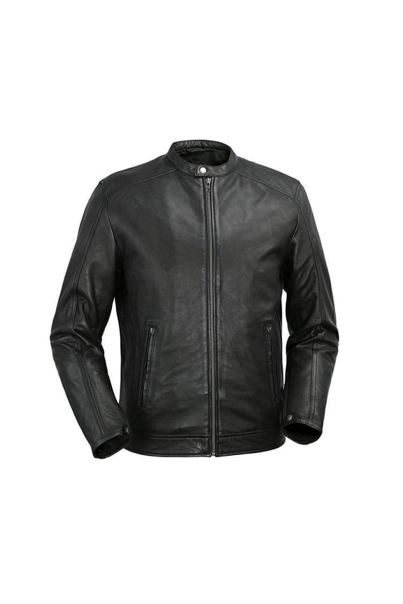 WhetBlu Men's Iconoclast TALL Genuine Leather Jacket (Black, L)