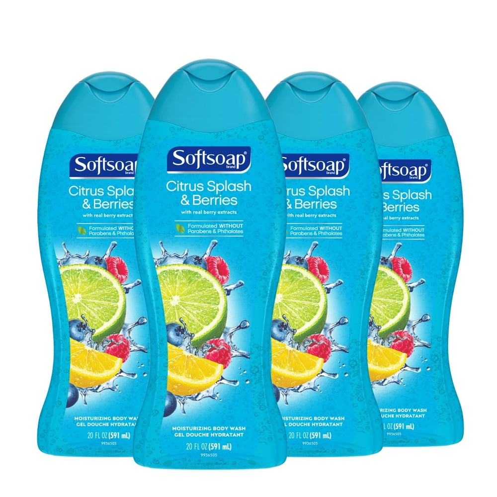 (4 pack) Softsoap Moisturizing Body Wash, Citrus Splash and Berries