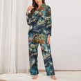 thumbnail image 2 of Fotbe Colorful Plant Turtle Conjunto de Pijama de Manga Larga para Mujer con Estampado, Ropa de Dormir de 2 Piezas, Conjunto de Casa Suave y Cómodo con Bolsillos-Large, 2 of 7