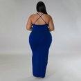 thumbnail image 6 of AURA Women Plus Size V Neck Sleeveless Midi Dress Adjustable Strap Stretch Casual Dress Summer, 6 of 7