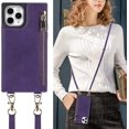 thumbnail image 3 of Crossbody Wallet Case for iPhone 11 Pro Max with Card Slot Holder,iPhone 11 Pro Max Magnetic Flip Folio Purse Case, PU Leather Zipper Handbag with Detachable Lanyard Strap 6.5 Inch (Purple), 3 of 13