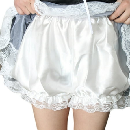 

Women Girls Lolita Bloomers Ruffles Lace Trim Maid Loose Pumpkin Pants Solid Gothic Security Shorts Vintage Safety Shorts Under Skirt Panties