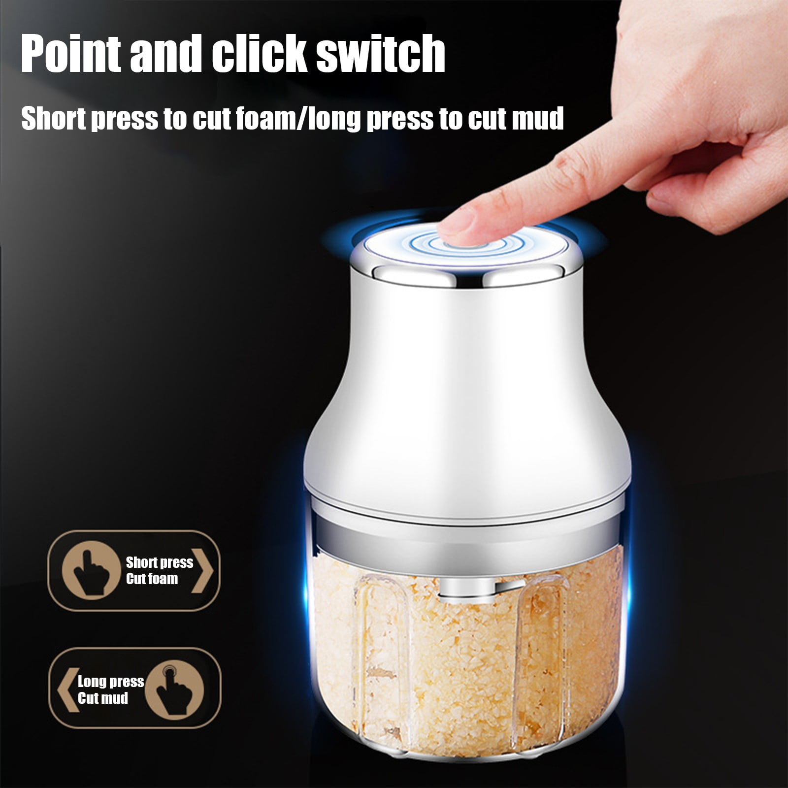Mini Food Processor for Vegetables, Garlic, Ginger, and Chili with Pull-Cord Operation and Easy-Clean Design
