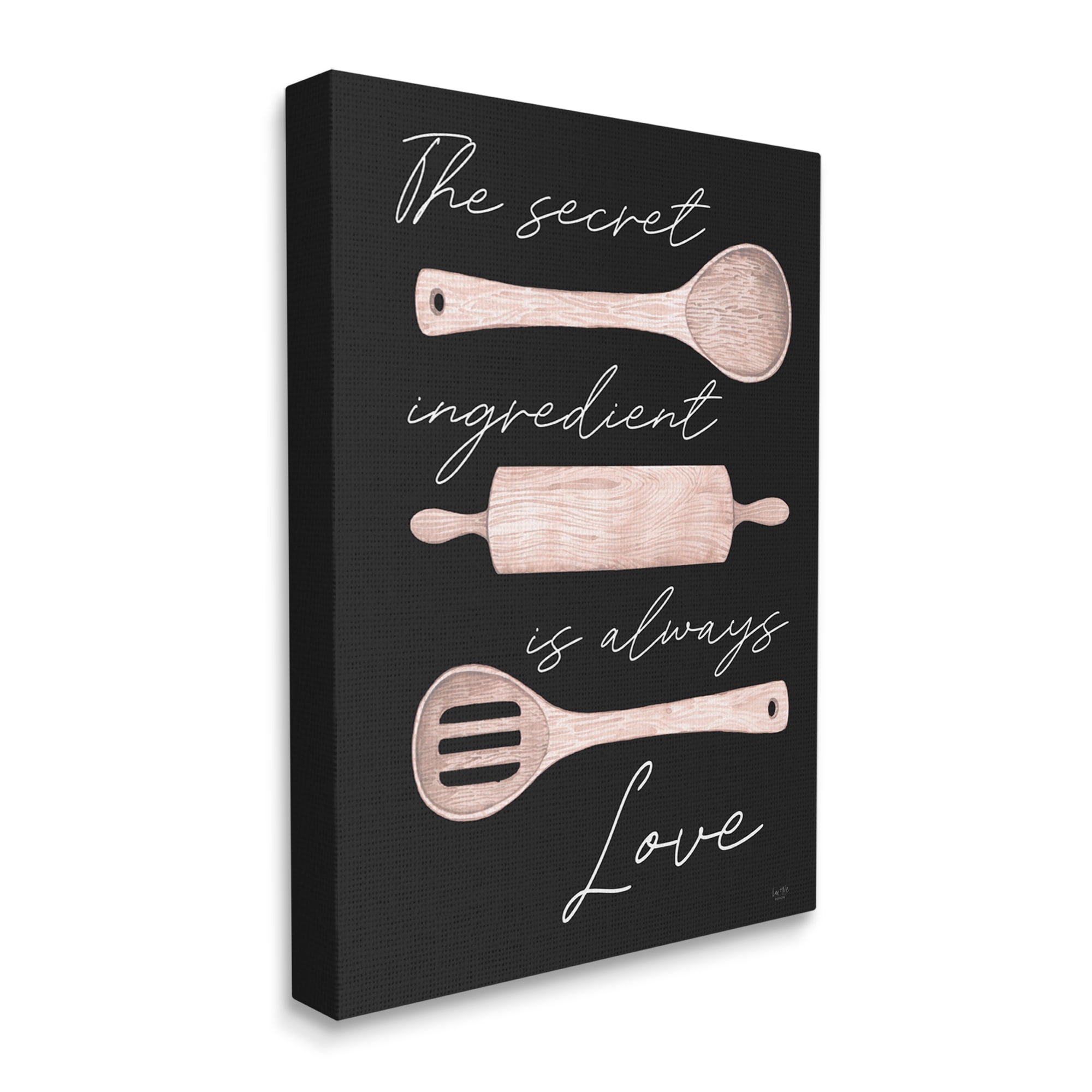 Stupell Industries Secret Ingredient Love Romantic Baking Utensil Quote Graphic Art Gallery Wrapped Canvas Print Wall Art, Design by Lux + Me Designs