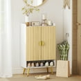 thumbnail image 2 of HOMCOM Narrow Shoe Cabinet for Entryway Shoe Storage Cabinet Natural, 2 of 10