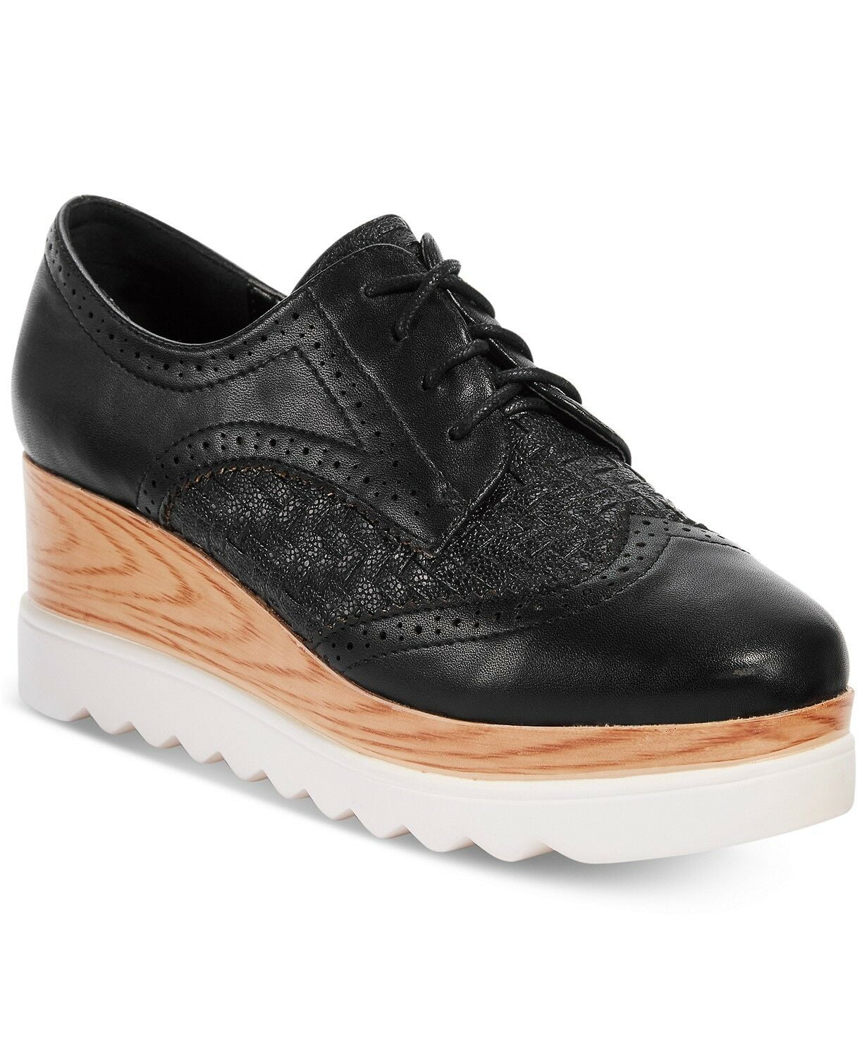 HIDDEN HEEL Platform Wedge Oxford BLACK 