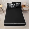 thumbnail image 4 of Homewish Gothic Halloween Skull Zipper Full Size Comforter Sets with Fitted Sheet and 2 Pillowcases,3D Skeleton Pattern Zipper Bedding Set,Black White,Black Reversible,4pcs, 4 of 7