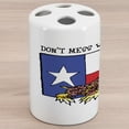 thumbnail image 1 of Reptile Ceramic Toothbrush Holder, Illustration of Warrior Horned Toad Standing for Texas City American Dream, Decorative Versatile Countertop for Bathroom, 4.5" X 2.7", Multicolor, by Ambesonne, 1 of 4
