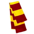 thumbnail image 3 of Knit Winter Rugby Striped Scarf for Men & Women - Stay Warm & Stylish (Cardinal/ Gold) -1 Pack, 3 of 8