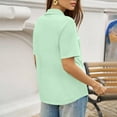 thumbnail image 4 of Plus Size Women'S V Neck Polo Shirts Office Business Dressy Collared Tunic Work Blouses,Mint Green L, 4 of 6