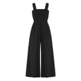 thumbnail image 2 of Women's Sleeveless Backless Loose Long Romper Jumpsuit Playsuit, Casual Flowy Solid Color Summer Beach Vacation Travel Lounge Wear for Women | Aestivo,Black L, 2 of 6
