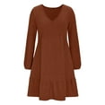 thumbnail image 4 of Einccm Women's Casual A-Line V Neck Long Sleeve Brushed Knit Dress for Spring and Fall Everyday Wear, 4 of 7