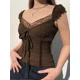 thumbnail image 4 of Iamhotty Top De Encaje Con Parches Y2k Y Manga Corta, 4 of 7