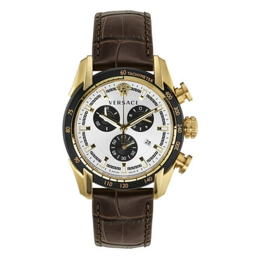 Versace V-Ray Brown Leather Watch, 44mm