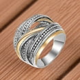 thumbnail image 5 of Cheers.US Exquisite Women's Personalized Fashion Wide Application Alloy Geometric Antique Finger Ring for Daily Wear Line Ring Band Ring, 5 of 7