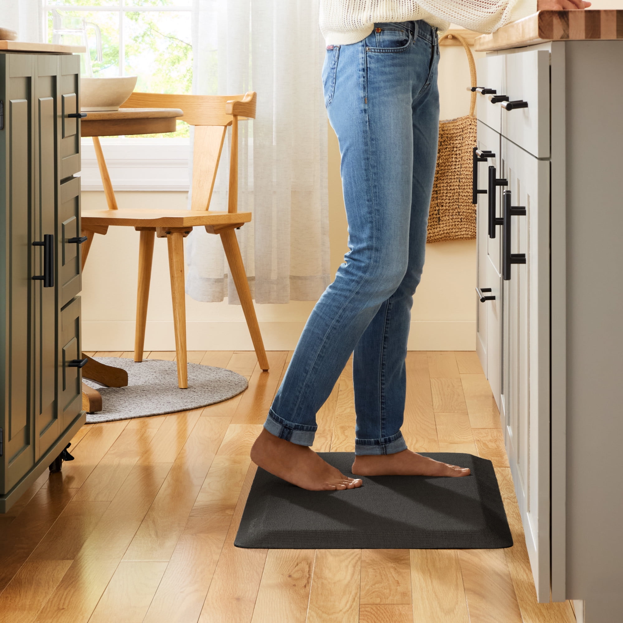 KITCHENAID Gourmet Series Kitchen Comfort Gel Mat, Woven Texture, Matte Black, 20"x39"