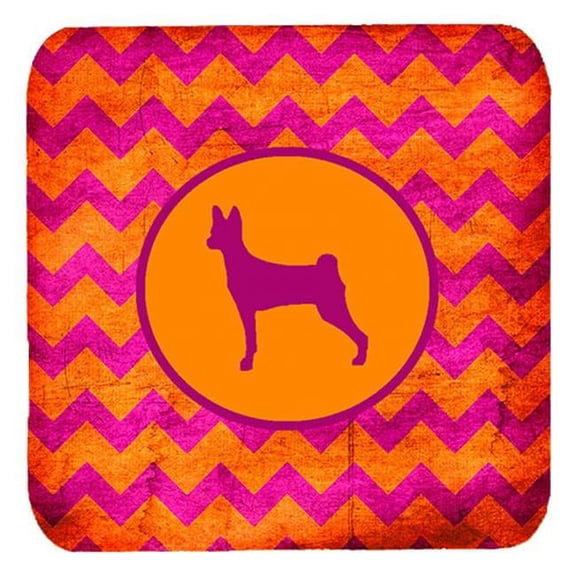 Basenji Chevron Pink And Orange Foam Coasters, Set Of 4