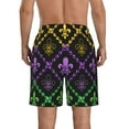 thumbnail image 3 of Disketp Men'S Swim Trunks Hawaiian Breathable Surf Beach Swimsuits Mesh Lining Beach Shorts With Pockets-Mardi Gra Geometric, 3 of 9