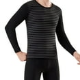thumbnail image 4 of Mens Striped Thermal Underwear Big & Tall Cotton Long Johns 2 Piece Sets Soft Cozy Tops Legging Pants Base Layers Black, 3XL, 4 of 4