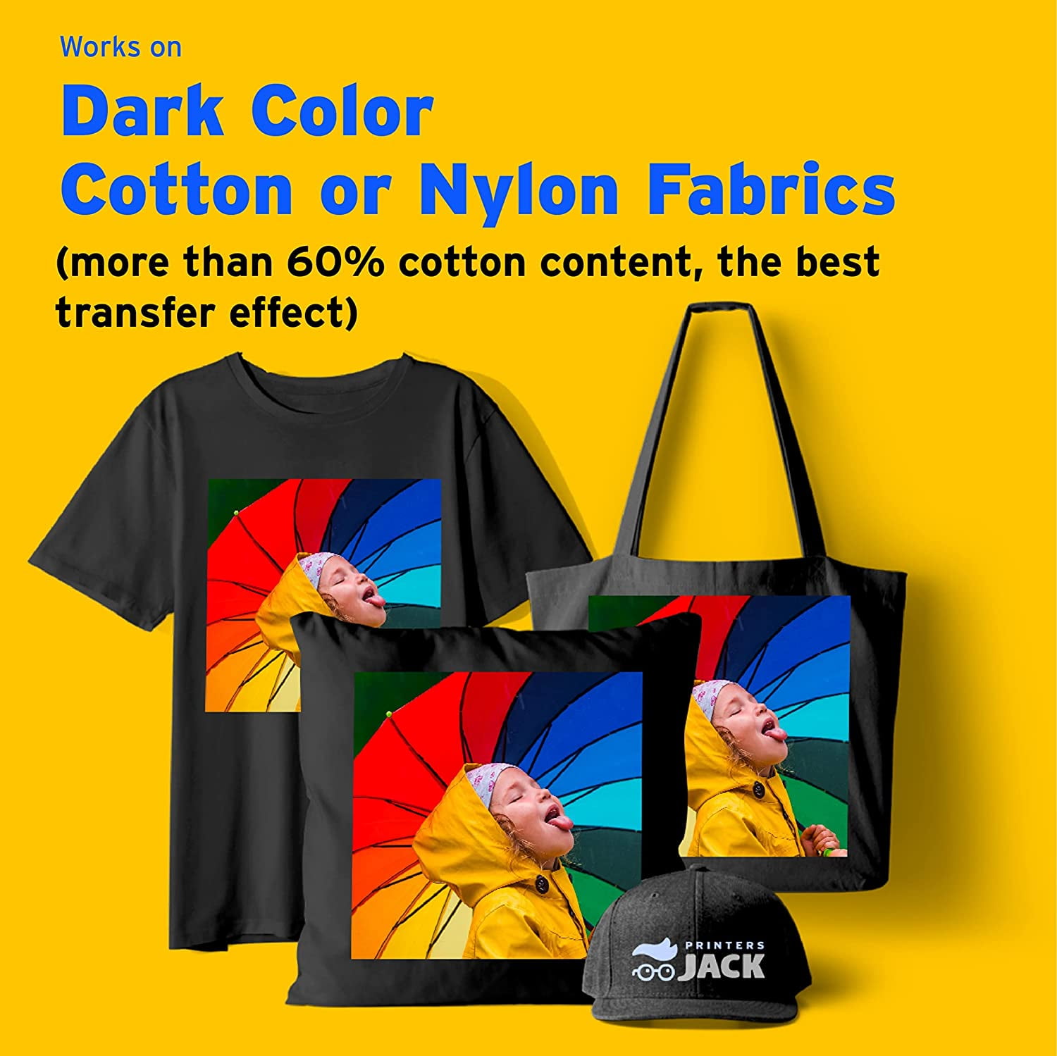 Printers Jack Heat Transfer Paper Compatible with All Inkjet Printers, 8.3 inches, Dark Coloured, 1 Layer, 20 Sheets