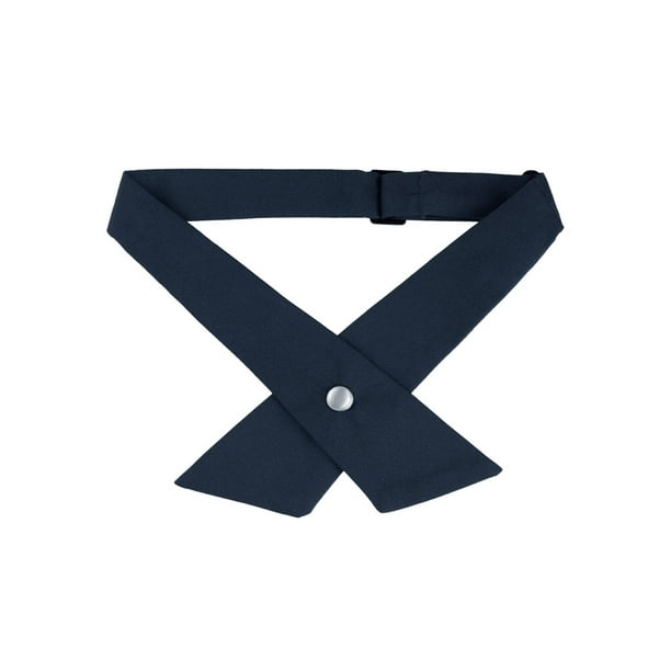 Corbatas de lazo cruzadas ajustables INSPIRE CHIC para mujeres, con botón a presión, para uniforme escolar, color azul marino, talla única