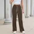 thumbnail image 5 of sdhkgrrt Women's Wide Leg Drawstring Pants with Pockets Casual Flowy Lounge Long Pants Work Travel Vacation Fall Outfits Winter Sweatpants, Coffee M, 5 of 8
