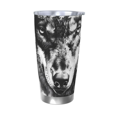 

Susaid Majestic Wolf Landscape Print 20oz Car Cup Insulated Coffee Cup Fully Spill Proof Travel Coffee Mug Stainless Steel Tumbler for Work Home Outdoor Car-Without Straw