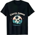 thumbnail image 2 of Women's Cotton Short Sleeve T-Shirt with Silhouetted Trees and Sunset Design " COASTEL SURNOR IN FARRO " - Perfect for Beach Lovers, 2 of 6