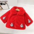 thumbnail image 6 of Owordtank Toddler Girls Faux Fur Coat Cute Cartoon Embroidery Lapel Button Plush Warm Winter Outerwear, 6 of 6