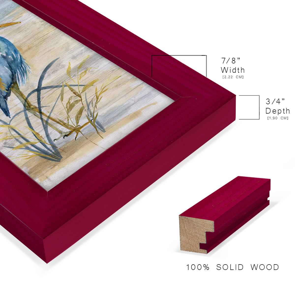 Blue Heron I -Framed Print w/glass-Cherry Red