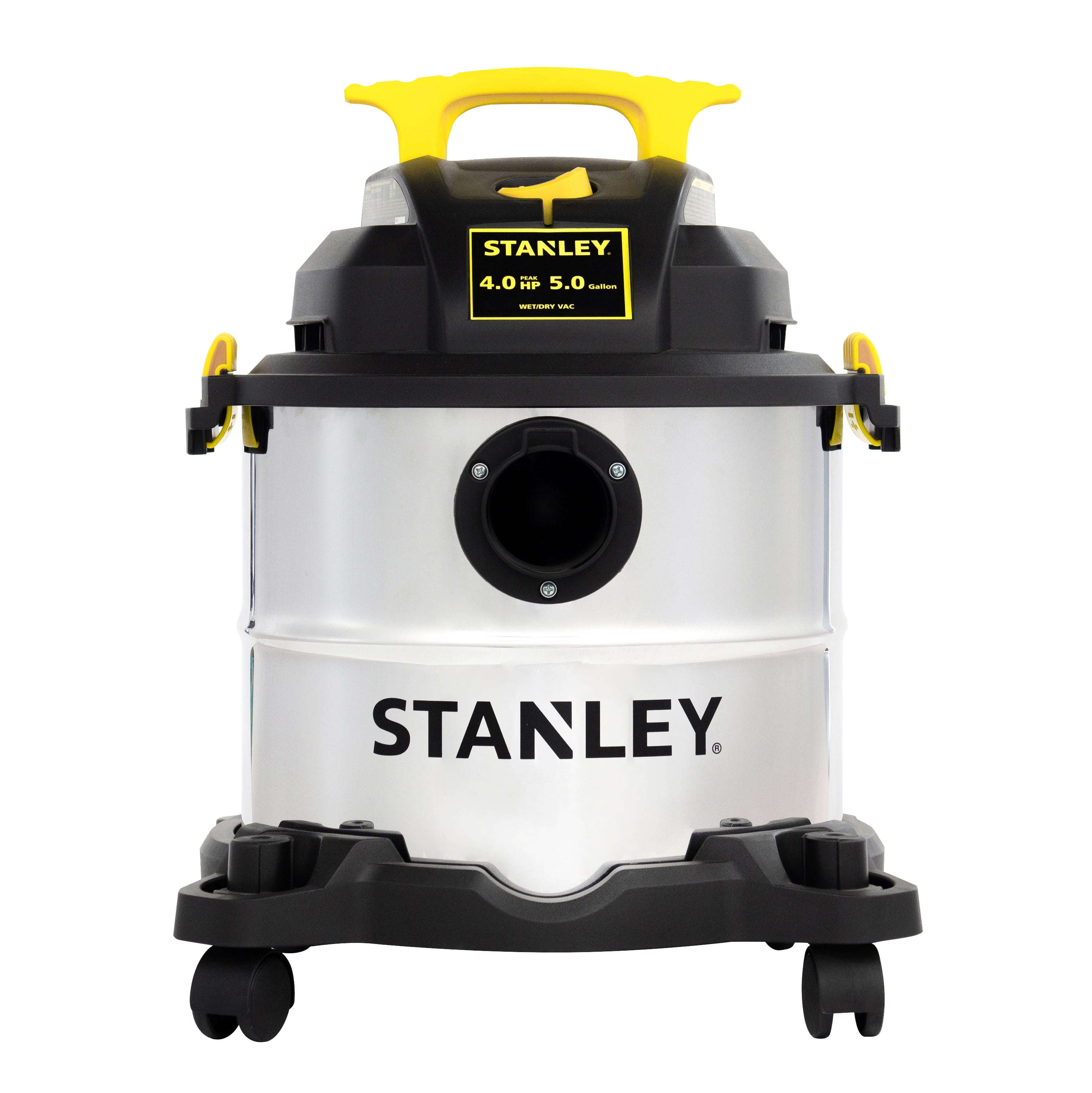 Stanley Wet/Dry Hanging Vacuum, 4.5 Gallon, 4 Horsepower, Stainless Steel  Tank 