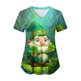 thumbnail image 2 of felwors Womens Scrubs Plus Size St Patricks Day Shirts Shamrock Printed V Neck Short Sleeve Nursing Tops Pocket Nurse Uniform (Green, S), 2 of 7