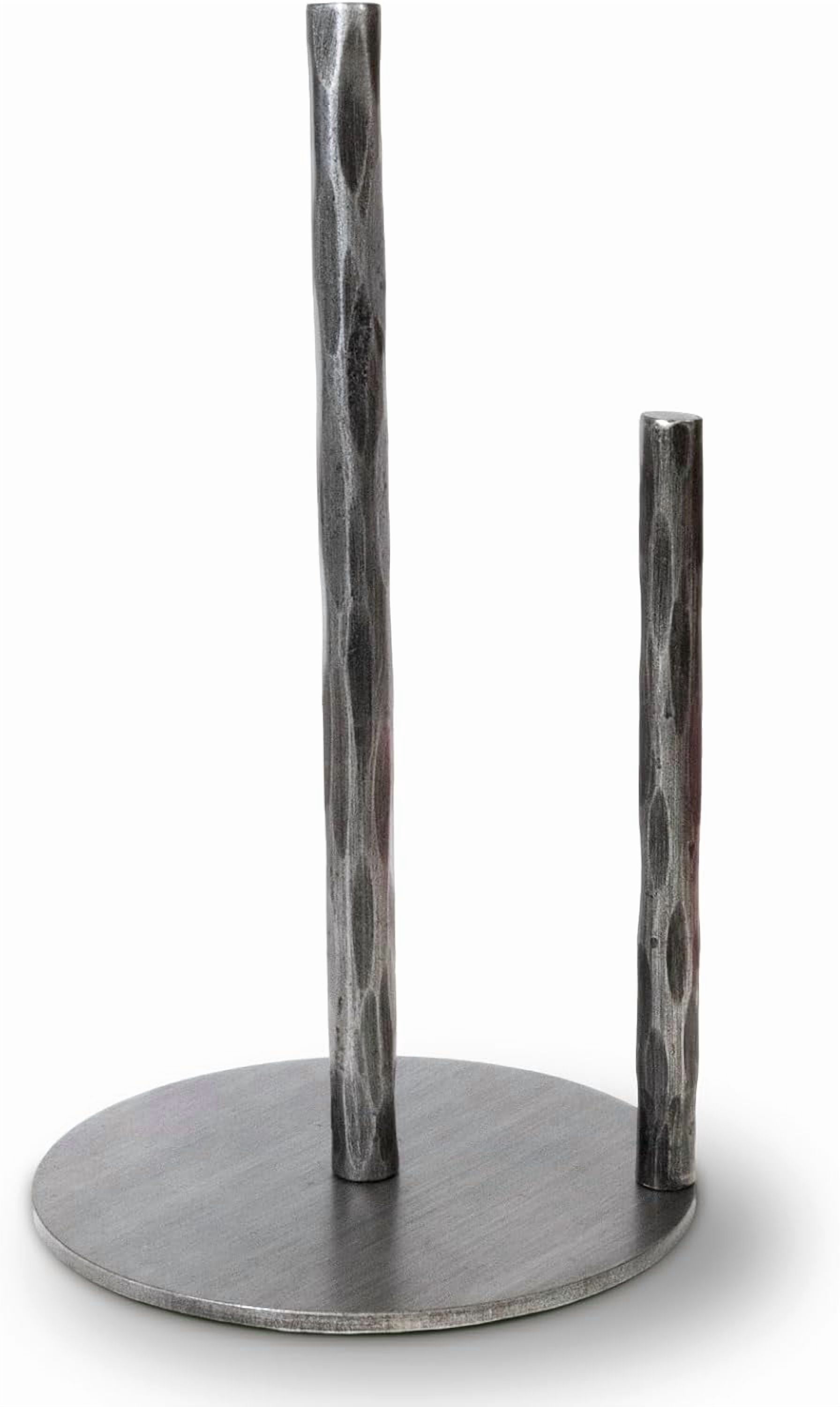 Paper Towel Holder, Hand-Forged Vintage Silver Paper Towel Stand Holder, Kitchen Heavy Duty Solid Metal Countertop Roll Paper Organizer