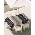 thumbnail image 3 of 60x84 Inch Outdoor Tablecloth with Umbrella Hole Zipper Rectangle Black Brown Striped Rectangular Tablecloths Outside Waterproof Modern Stripes Art Farmhouse Patio Table Cloth Cover for Picnic Party, 3 of 8
