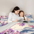thumbnail image 5 of Homewish Pink Purple Cherry Blossom 7 Pieces Full Size Bedding Sets,Japanese Style Full Size Bed in a Bag,Light Gray Reversible, 5 of 8
