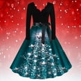 thumbnail image 1 of EGNMCR Robes de Soirée pour Femmes, Robes Formelles pour Femmes, Robes de Cocktail pour Femmes à Manches Longues Robe à Col en V Mode pour Femmes Décontractée à Manches Longues Robe à Imprimé de Noël à Col en V Longueur Genou Robe pour Femmes, 1 of 4