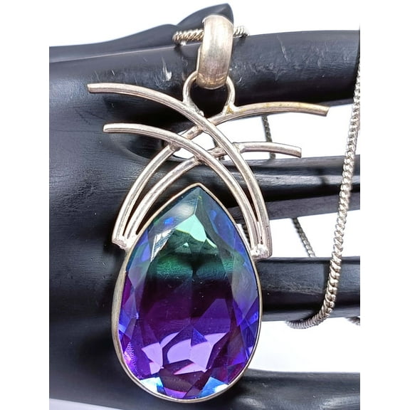 69.50 Ct Ametrine Pendant Certified Loose Gems Faceted MultiColor Ametrine 925 Stealing Silver