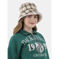 thumbnail image 3 of No Boundaries Women's Reversible Plaid Bucket Hat, Mustard, 3 of 3
