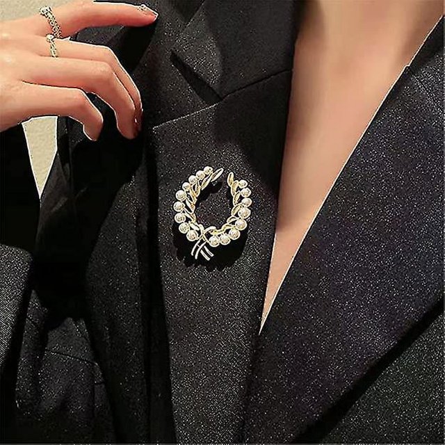 Broche De Trigo Broche De Ramillete De Perlas De Moda Broche De Trigo Dorado De Moda Barroca Bufanda Pin De Solapa Clip Clip De Camisa Joyería para Mujeres Y Niñas Boda