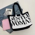 thumbnail image 4 of 9117 Bolso Lona Con Letras Grandes Impresas A La Bolso Hombro Informal Con Nueva Textura 2024, 4 of 9