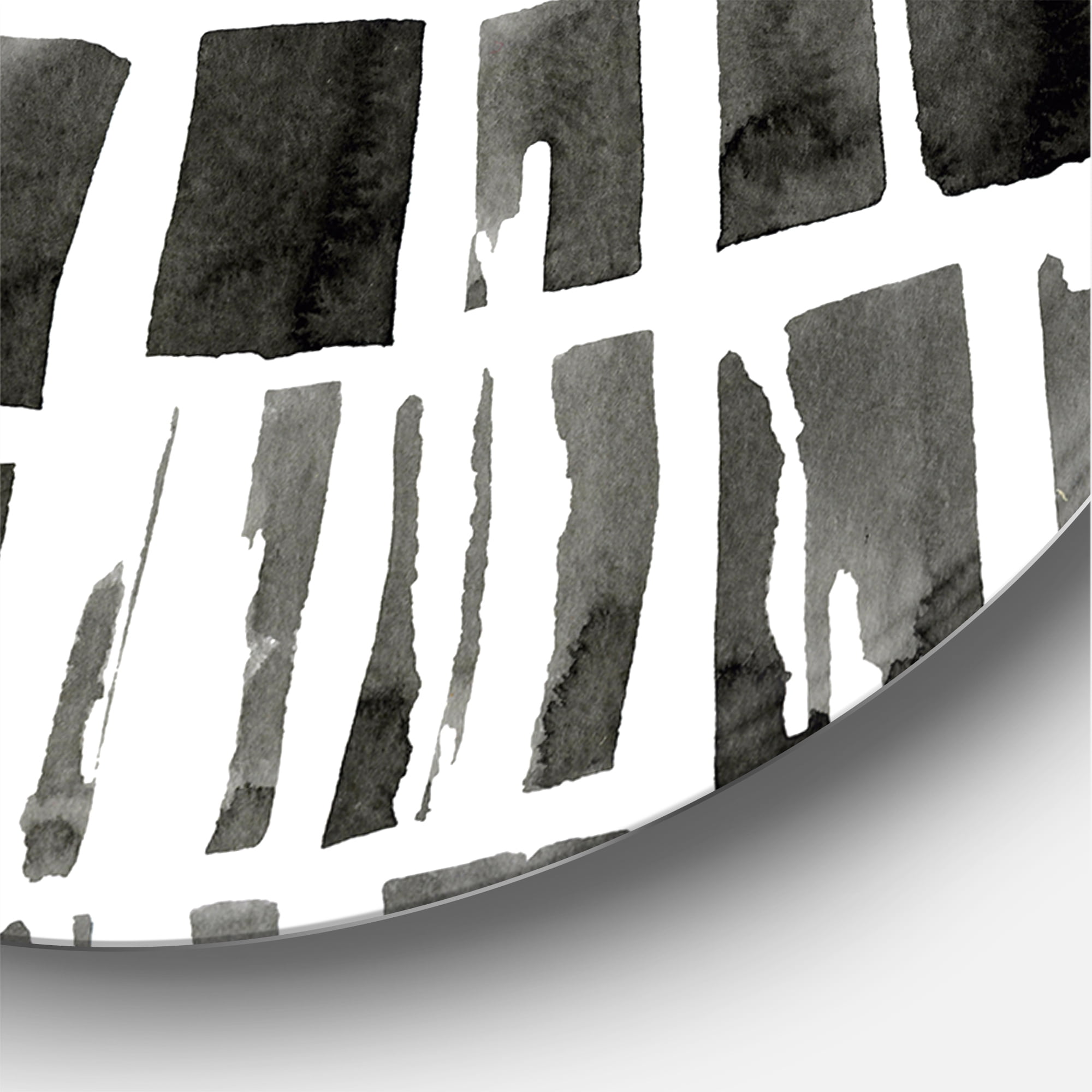 Designart 'Abstract Black and White Bricks' Modern Circle Metal Wall Art 36x36 - Disc of 36