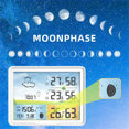 thumbnail image 3 of Weather Station Clocks Wireless Digital Thermometer Hygrometer Forecast Calendars Moon Phase Snooze Alarm Clock PT20B, 3 of 8